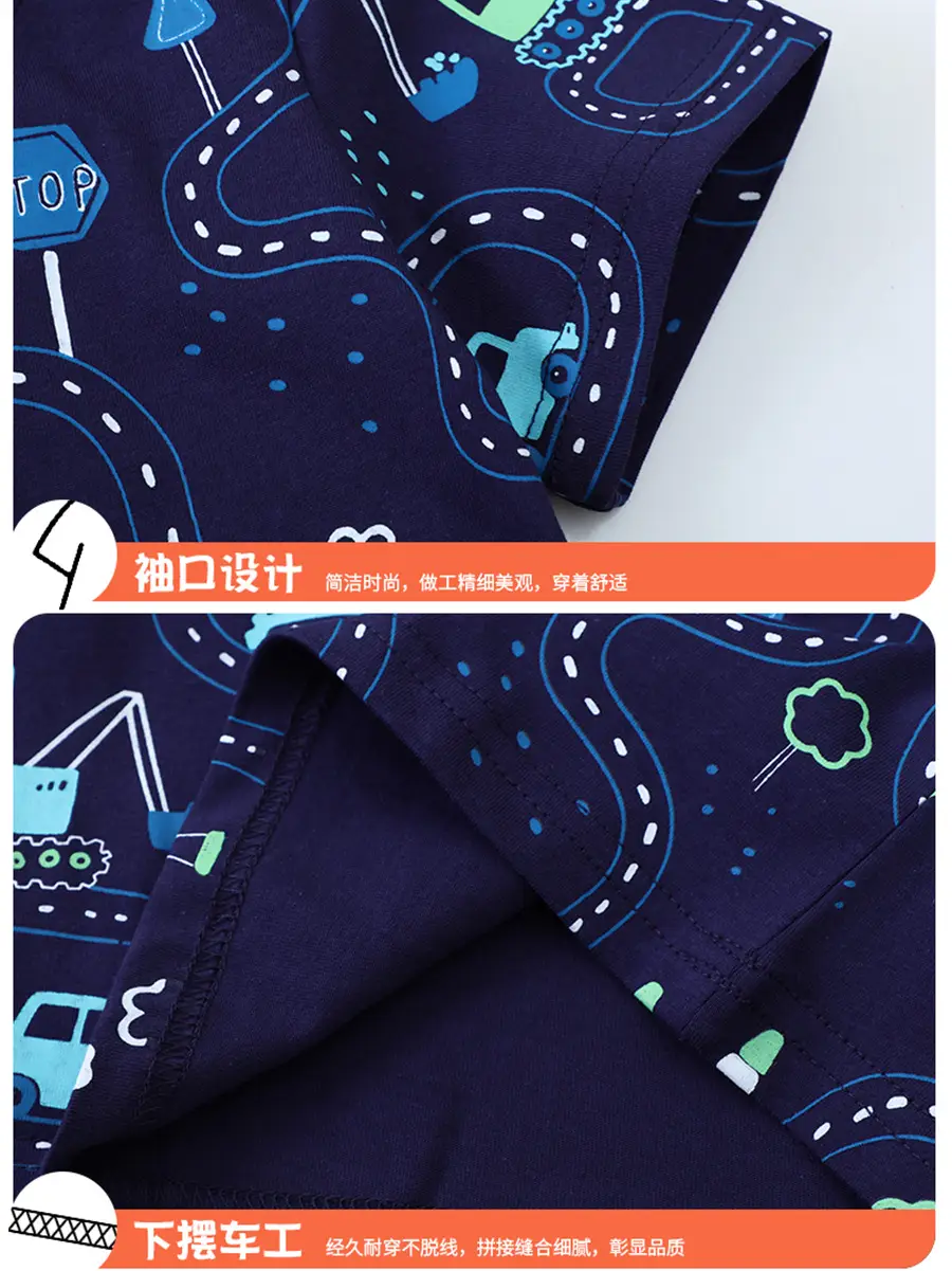 Boys T-Shirt Dark Blue Kids Summer Graphic Print - Image 4