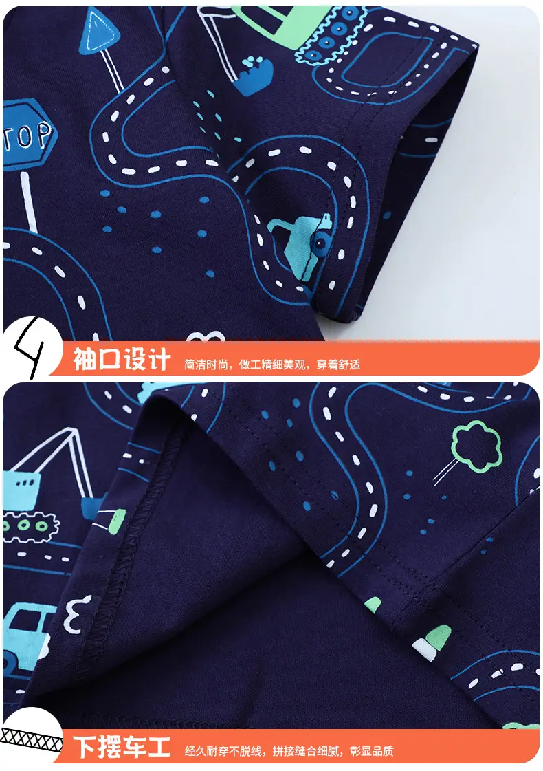 Boys T-Shirt Dark Blue Kids Summer Graphic Print — feature 6