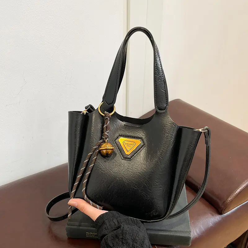 Women Vintage Black Shoulder Crossbody Tote Bag 2024