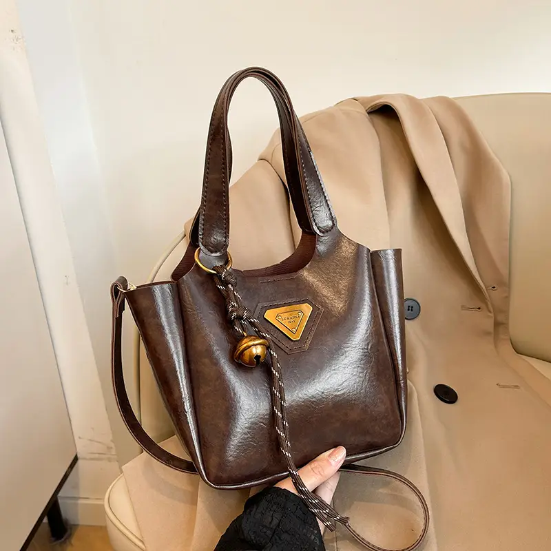 Women Vintage Black Shoulder Crossbody Tote Bag 2024