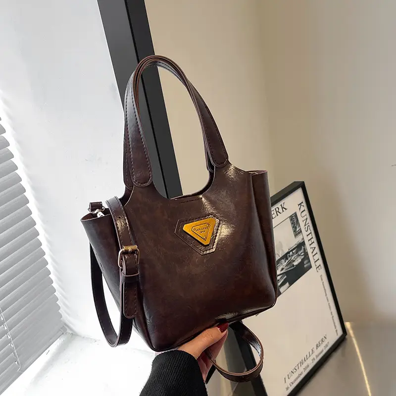 Women Vintage Black Shoulder Crossbody Tote Bag 2024