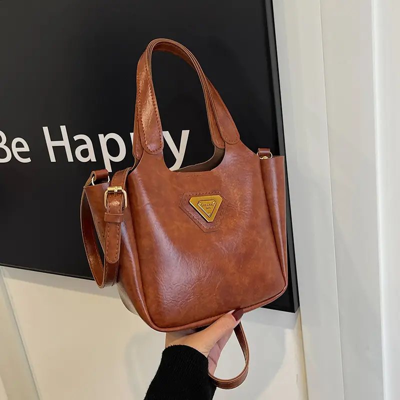 Women Vintage Black Shoulder Crossbody Tote Bag 2024