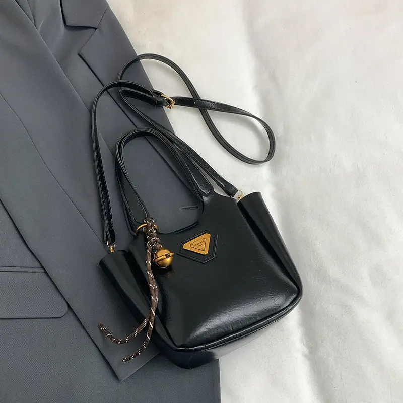 Women Vintage Black Shoulder Crossbody Tote Bag 2024