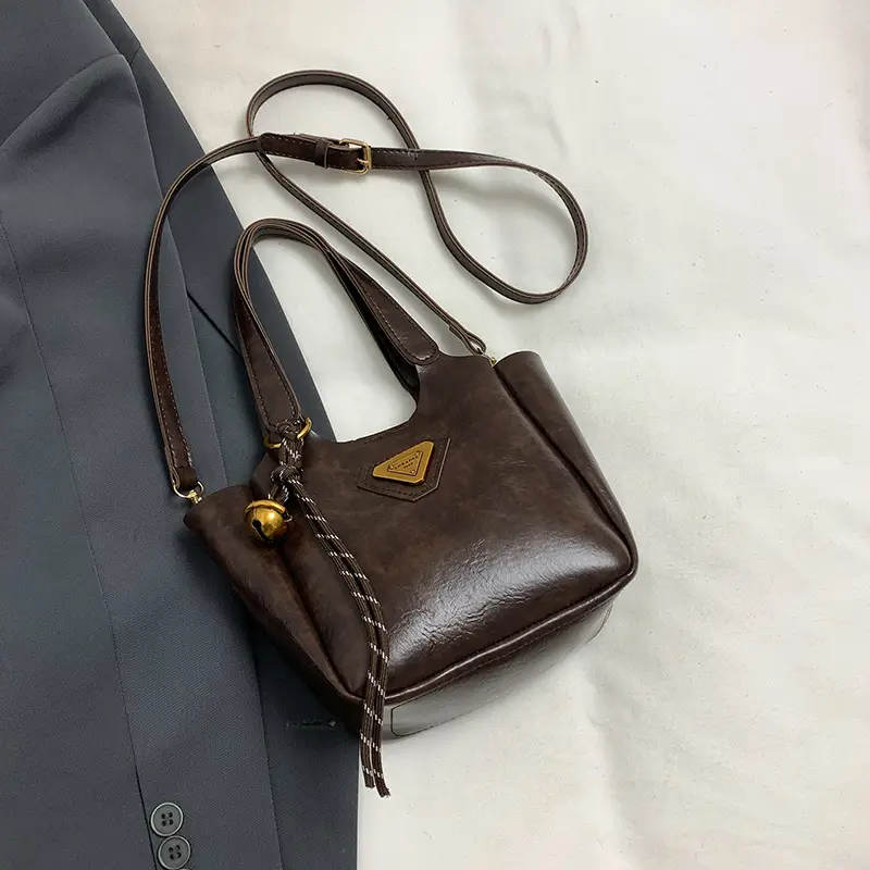 Women Vintage Black Shoulder Crossbody Tote Bag 2024