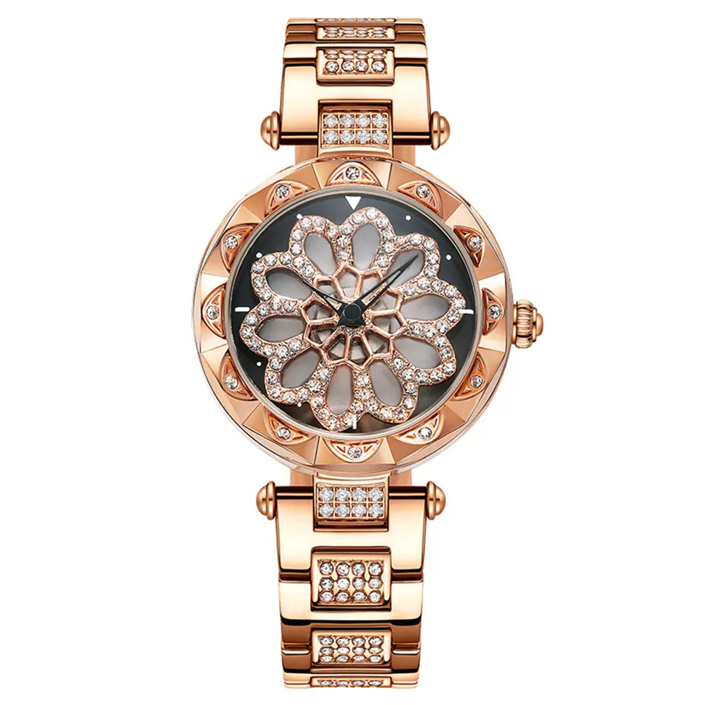 Blue Snowflake Women's Running Watch with Diamond Strap