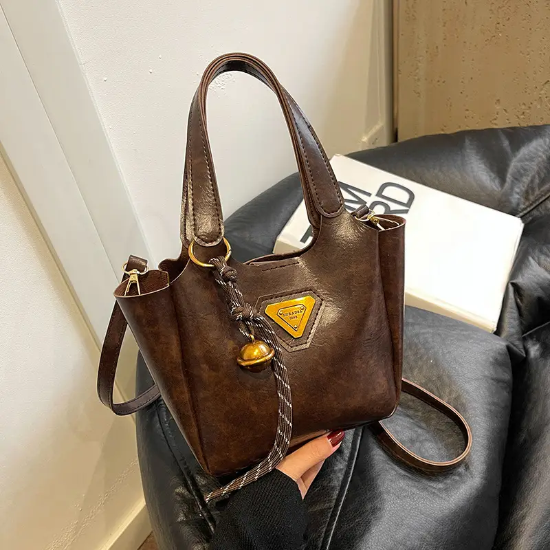 Women Retro Satchel Bag Brown Leather 2024 - Image 7