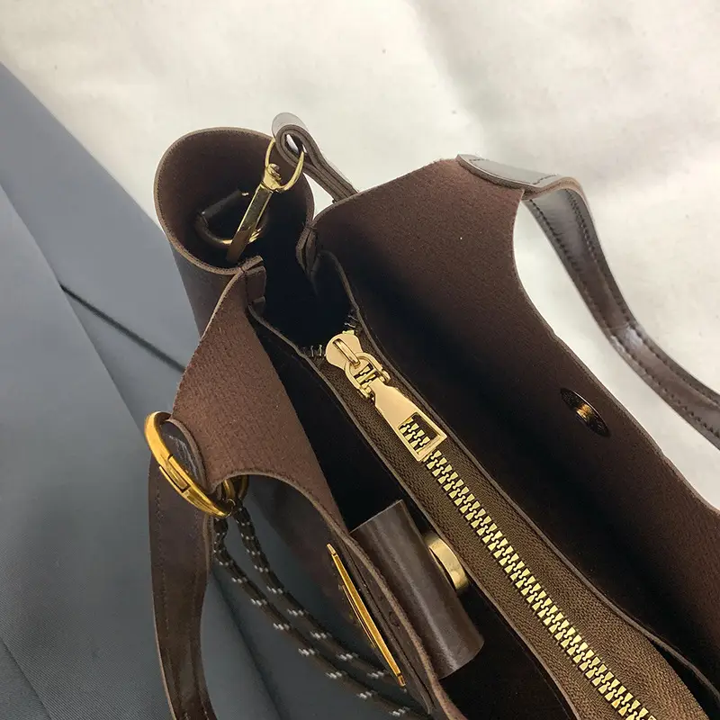 Women Retro Satchel Bag Brown Leather 2024 - Image 9