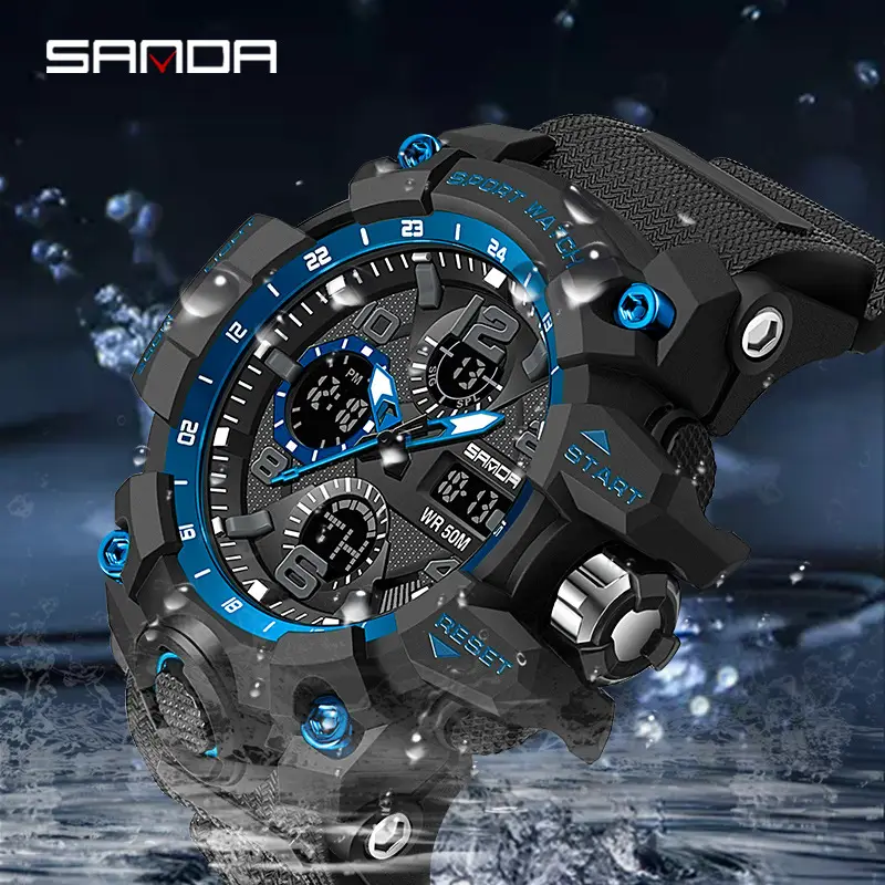 Sanda Multi-Function Chronograph Watch Black Sporty Design - Image 105