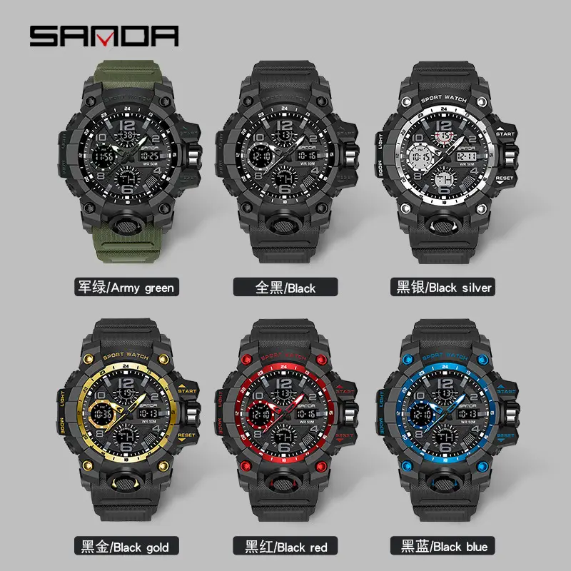 Sanda Multi-Function Chronograph Watch Black Sporty Design - Image 106