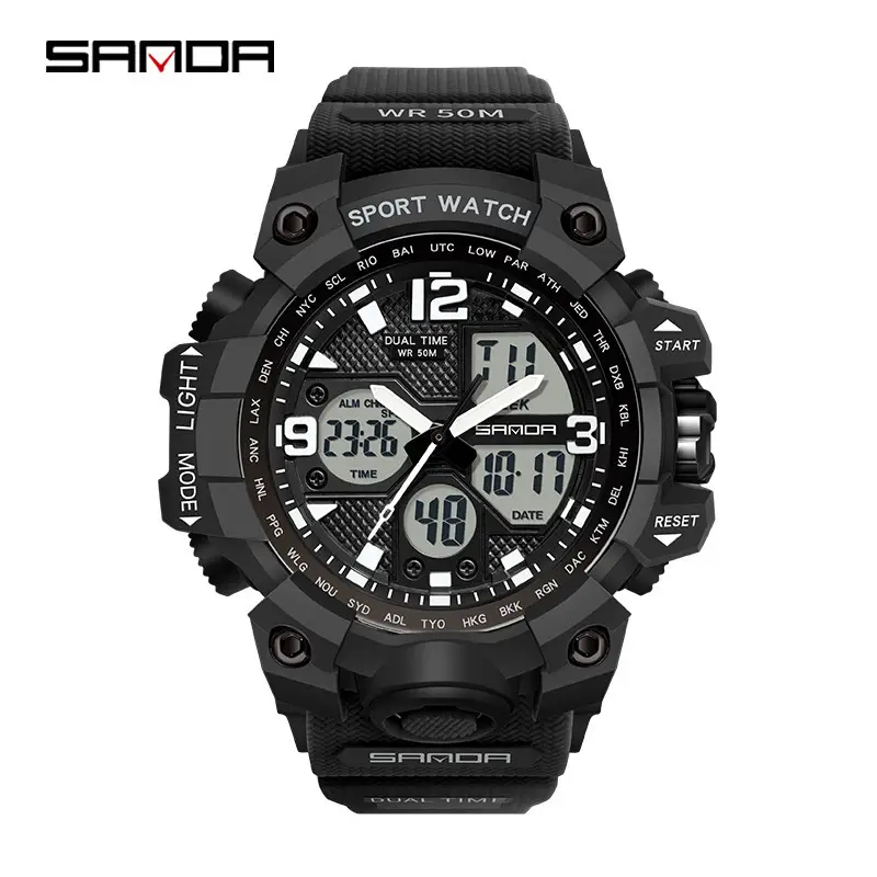 Sanda Multi-Function Chronograph Watch Black Sporty Design - Image 20