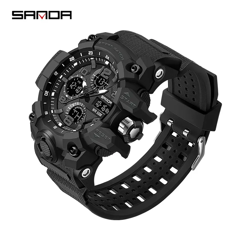 Sanda Multi-Function Chronograph Watch Black Sporty Design - Image 6