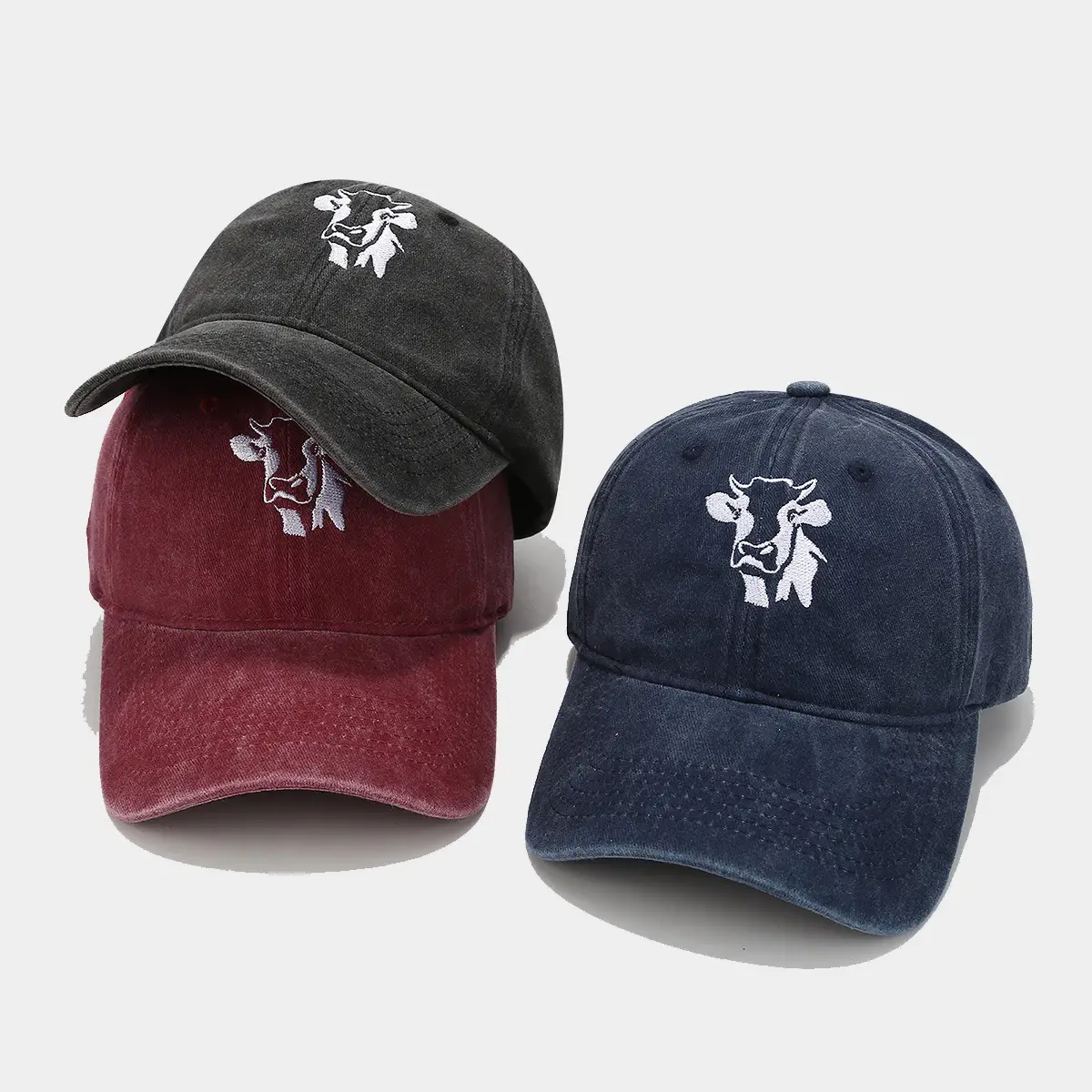Women Cow Embroidered Cap White Baseball Cap - Image 9