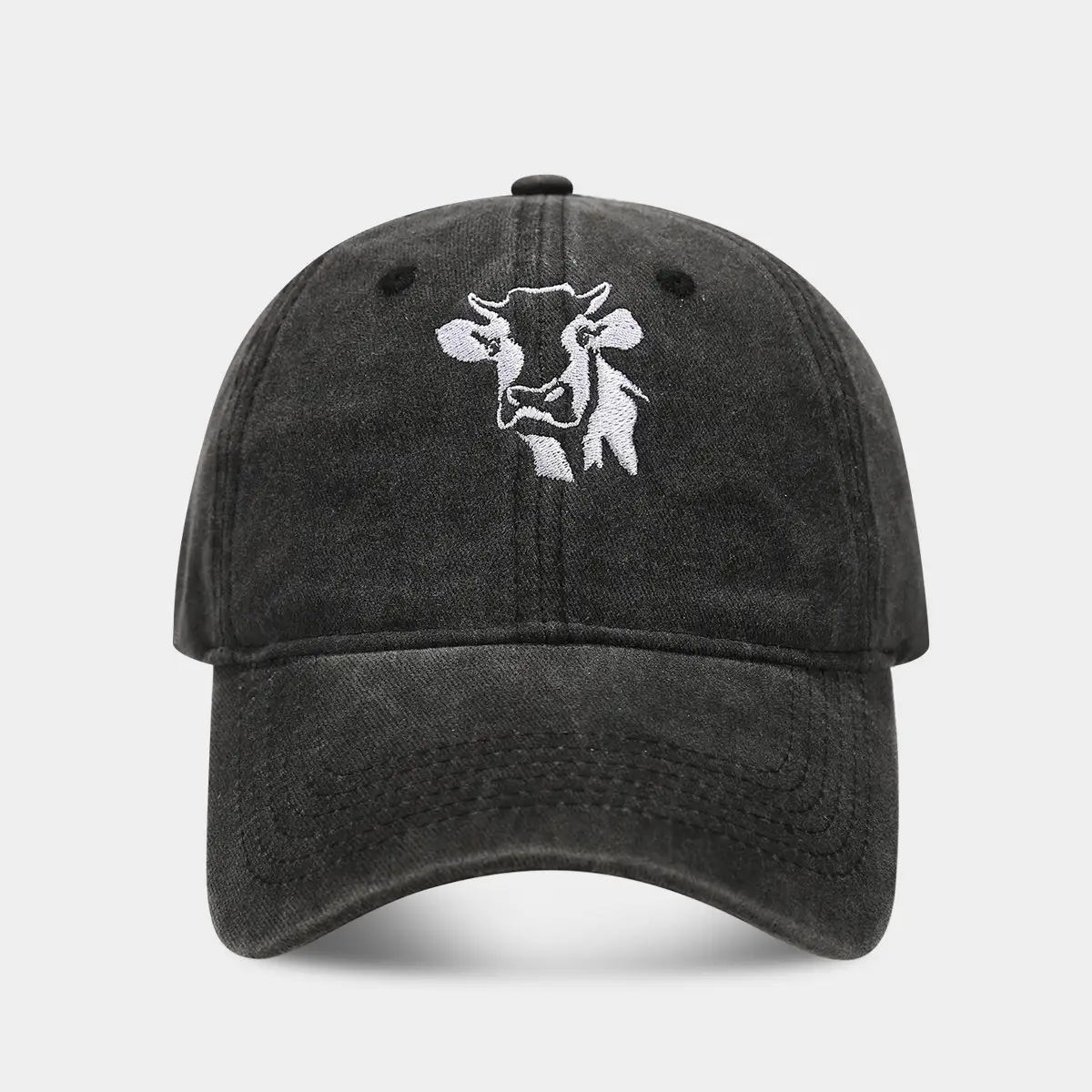 Women Cow Embroidered Cap White Baseball Cap - Image 11