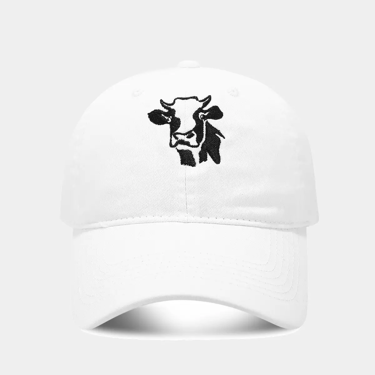 Women Cow Embroidered Cap White Baseball Cap - Image 2