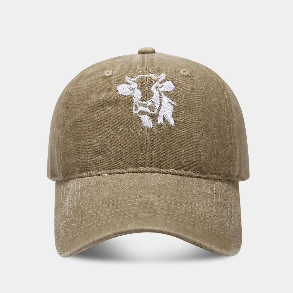 Women Cow Embroidered Cap White Baseball Cap - Image 3