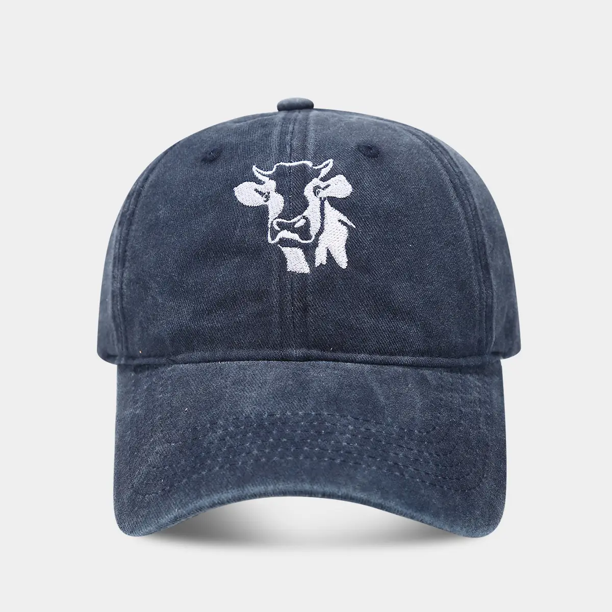 Women Cow Embroidered Cap White Baseball Cap - Image 4