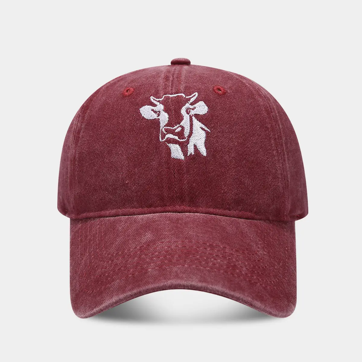 Women Cow Embroidered Cap White Baseball Cap - Image 5