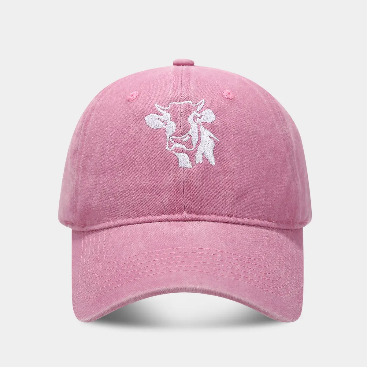 Women Cow Embroidered Cap White Baseball Cap - Image 6