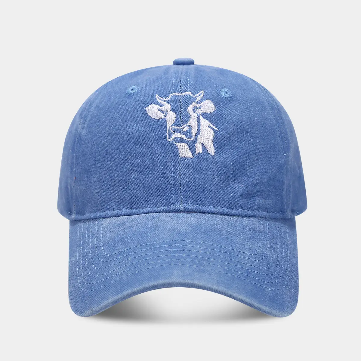 Women Cow Embroidered Cap White Baseball Cap - Image 7