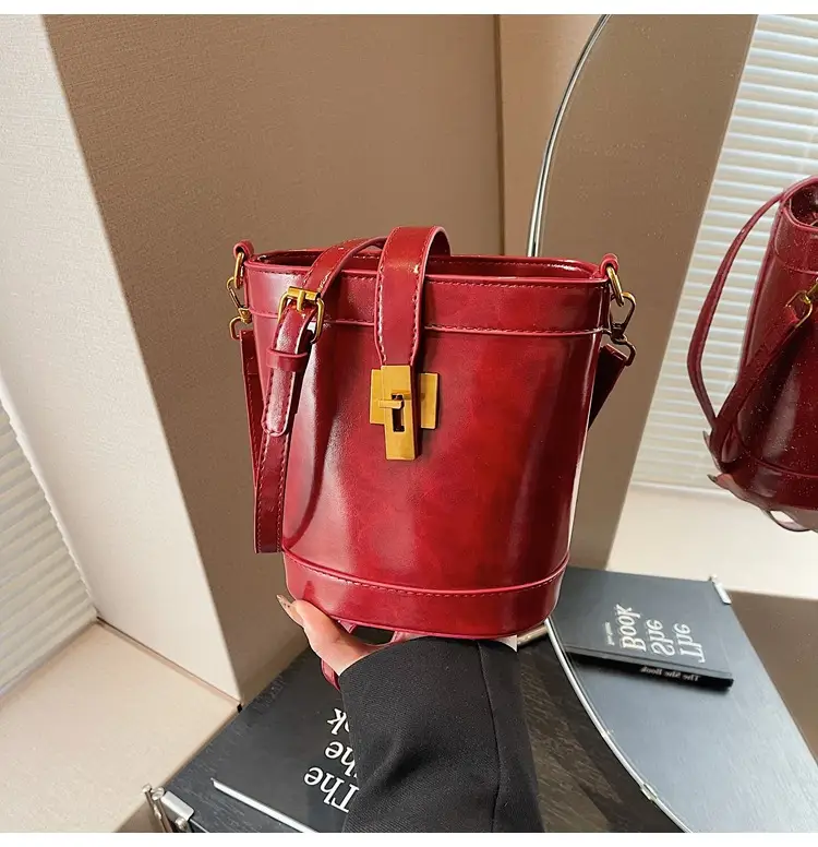 Black Leather Shoulder Bag with Gold Hardware — feature 14
