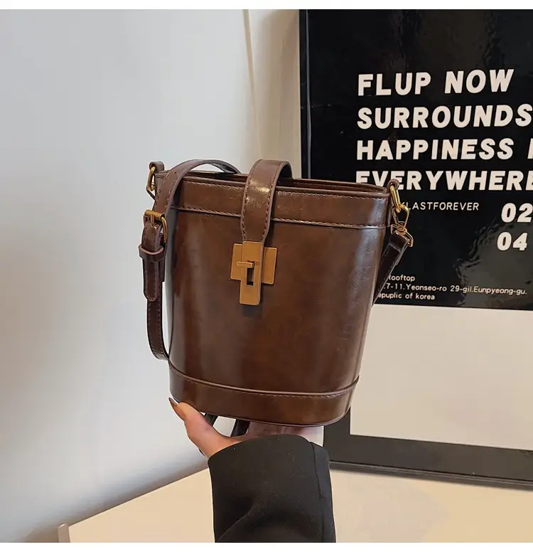 Black Leather Shoulder Bag with Gold Hardware — feature 21