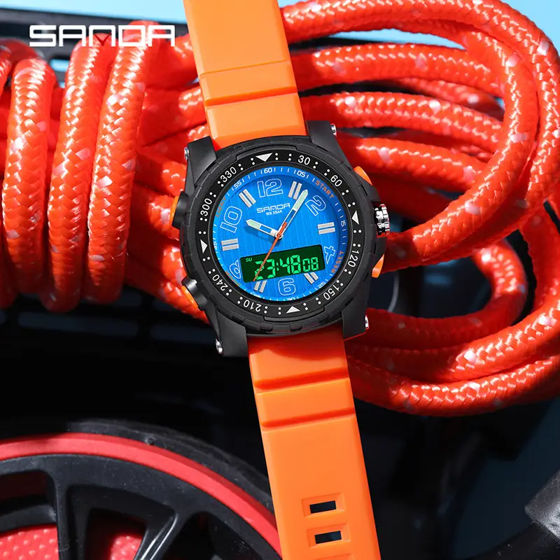 Sanda Cross-border Waterproof Dual Display Sports Watch