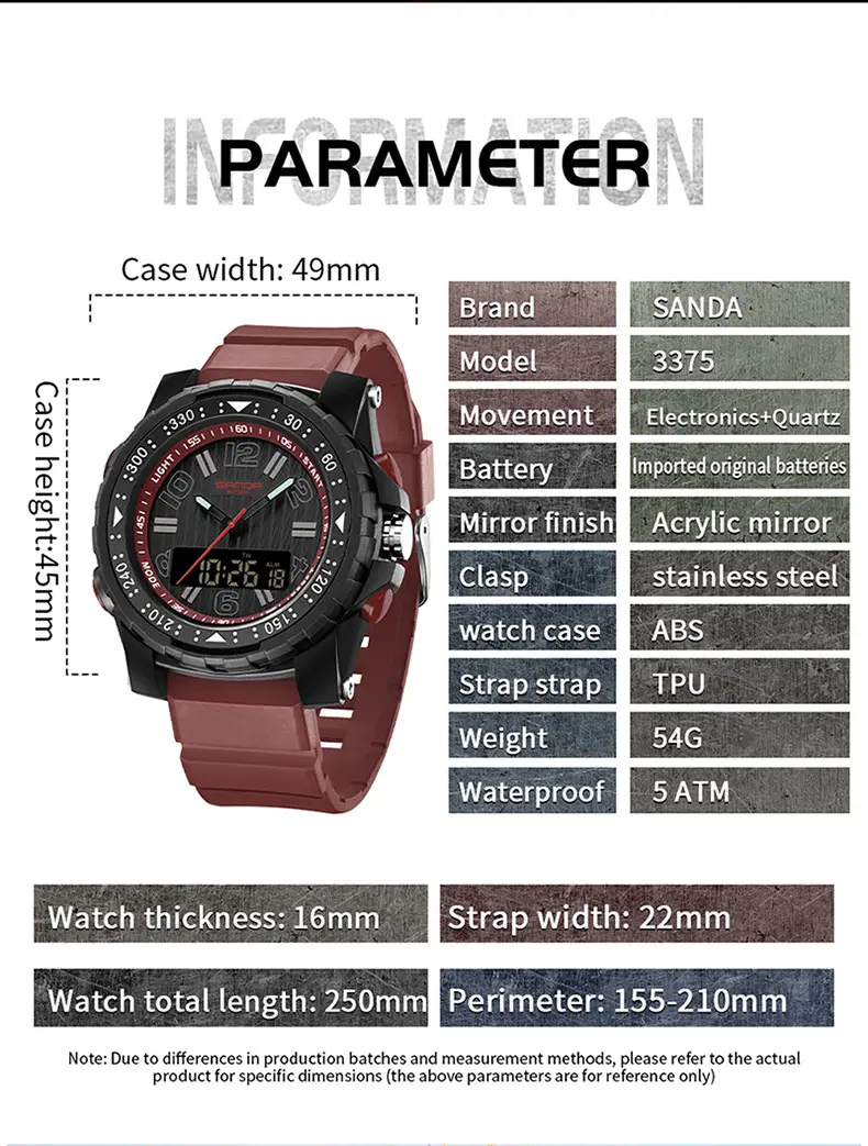 Sanda Cross-border Waterproof Dual Display Sports Watch — feature 30