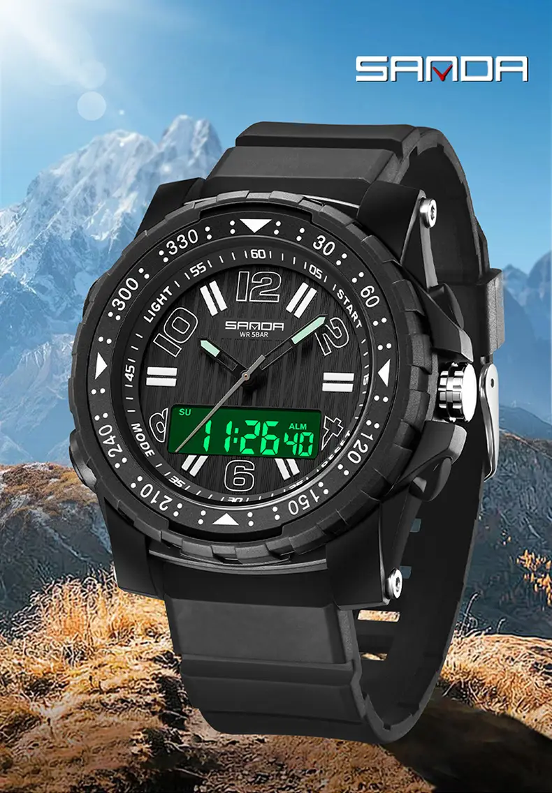 Sanda Cross-border Waterproof Dual Display Sports Watch — feature 4