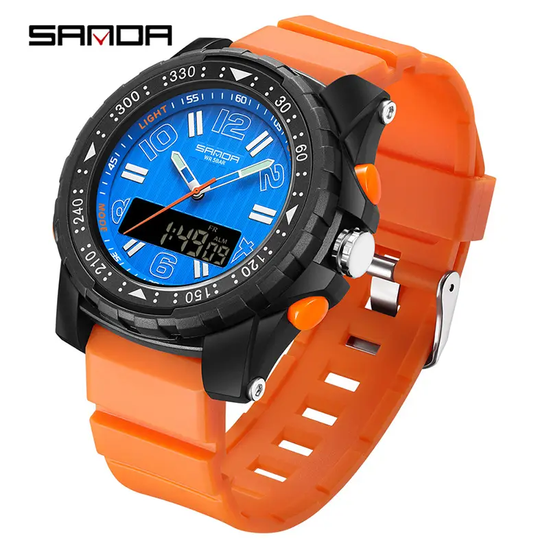 Sanda Cross-border Waterproof Dual Display Sports Watch