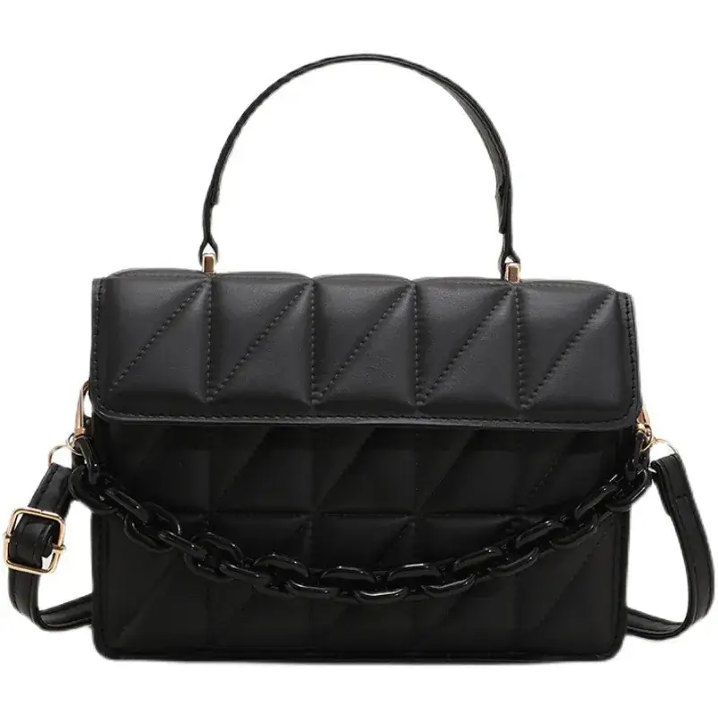 2022 Women's Quilted Crossbody Bag Black Brown - Image 7