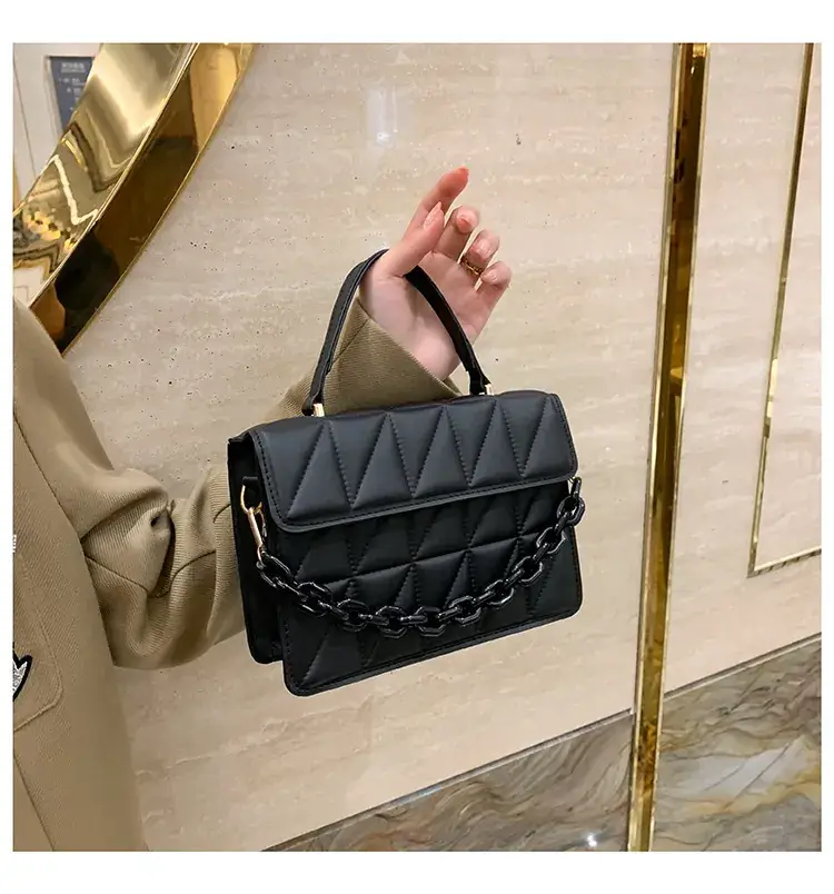 2022 Women's Quilted Crossbody Bag Black Brown - Image 2