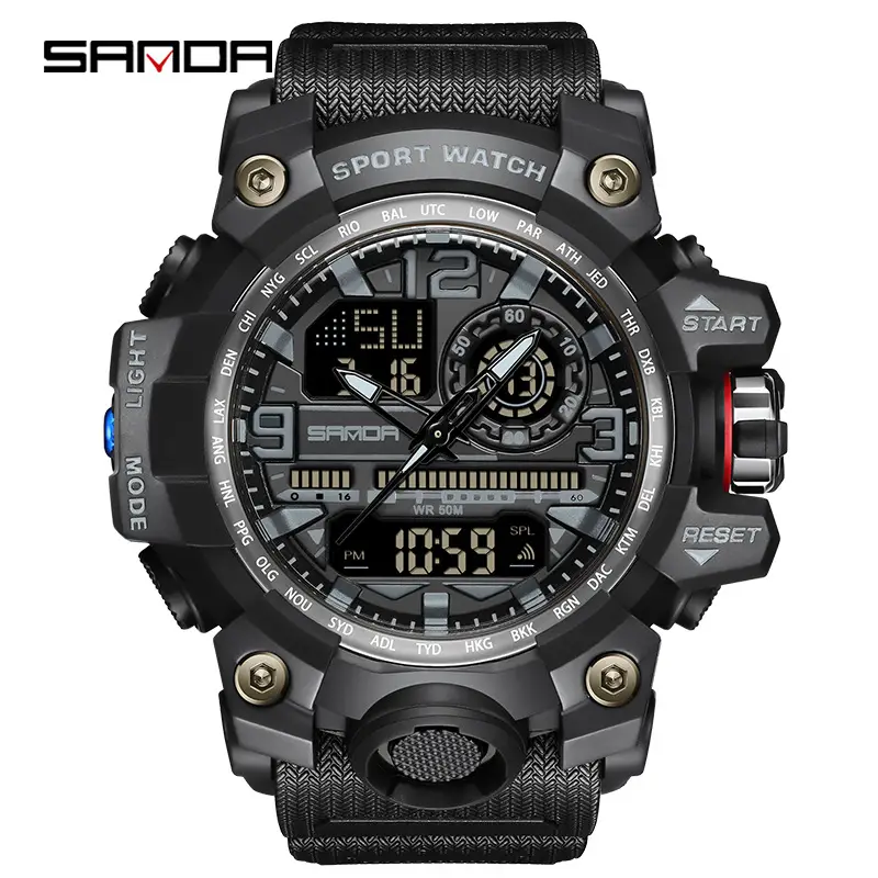 Sanda Sport Watch Men White Digital Chronograph - Image 58