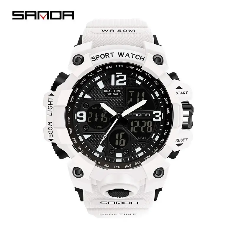 Sanda Sport Watch Men White Digital Chronograph - Image 64