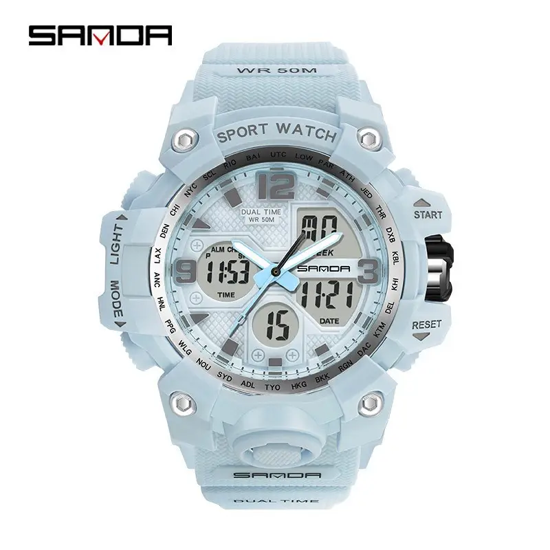 Sanda Sport Watch Men White Digital Chronograph - Image 66