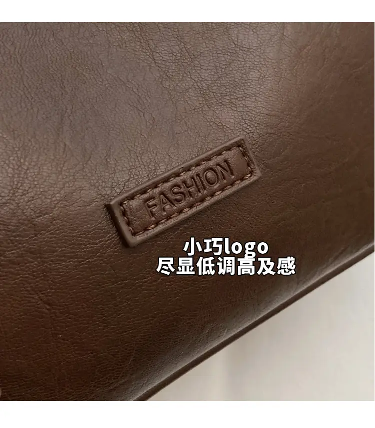 Women's Brown Leather Messenger Bag with Gold Plated Handles — feature 3