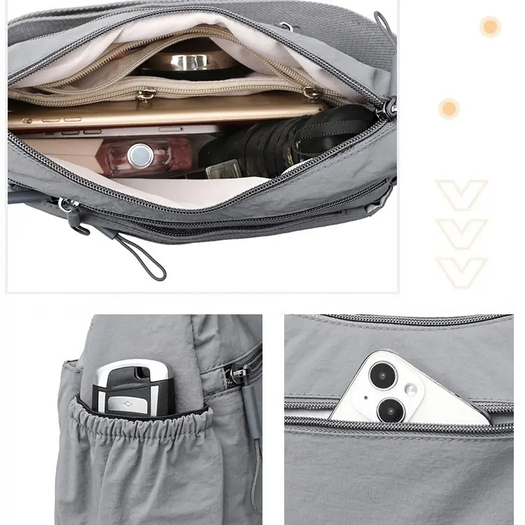 2025 Grey Multi-compartment Shoulder Bag for Women - Image 7