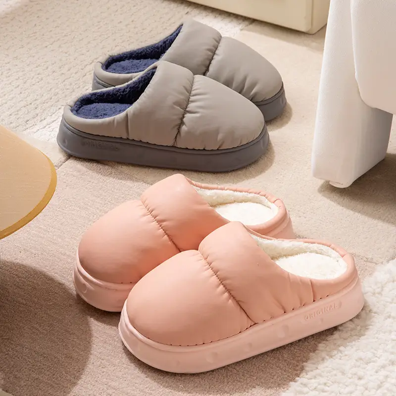 Down Cotton Slippers for Women, Winter 2026 New Model, Couple's Indoor Home Waterproof Thick-Soled Warm Cotton Shoes for Men in Winter - Image 8