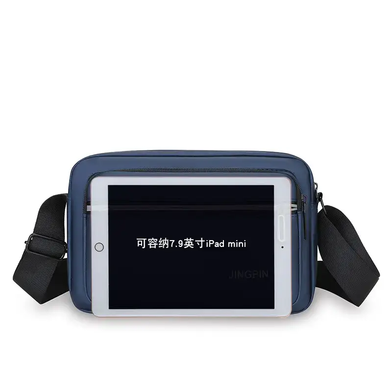 Men Blue Nylon Crossbody Bag Small Business Commuter - Image 8