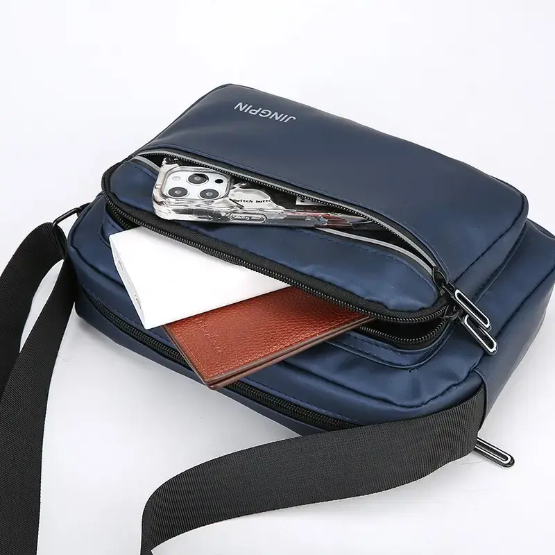 Men Blue Nylon Crossbody Bag Small Business Commuter - Image 10