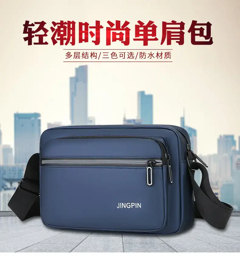 Men Blue Nylon Crossbody Bag Small Business Commuter — feature 1