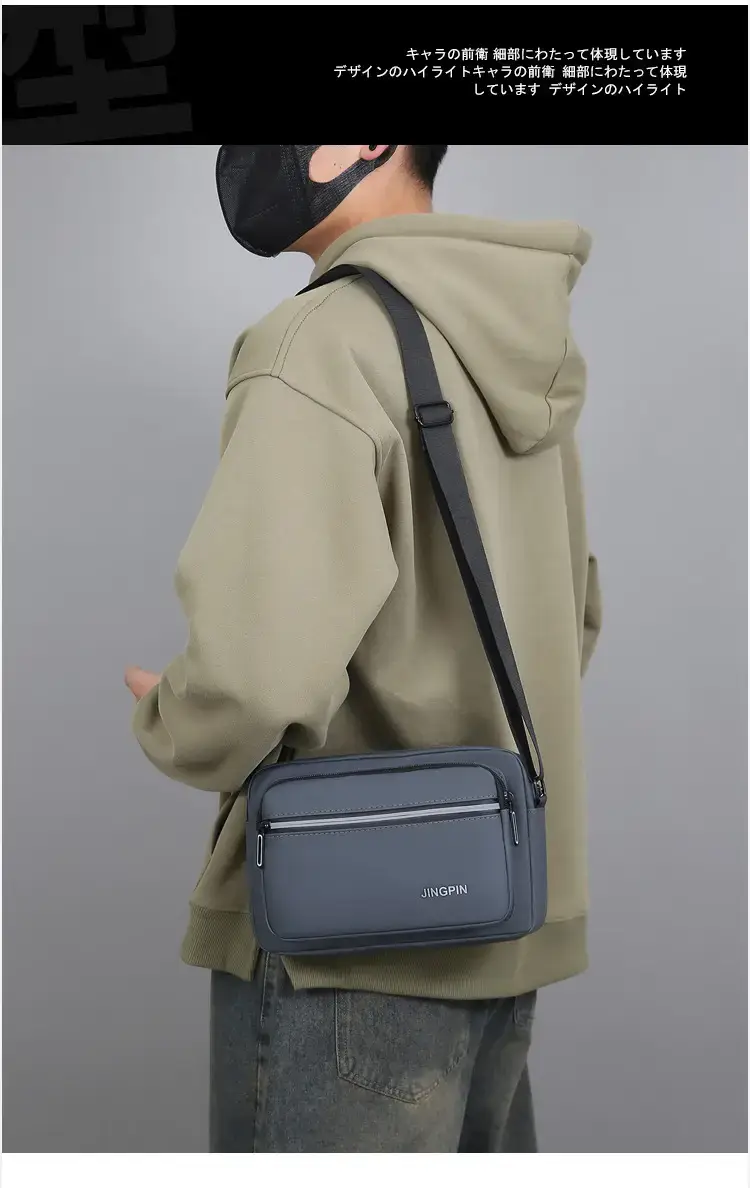 Men Blue Nylon Crossbody Bag Small Business Commuter — feature 11