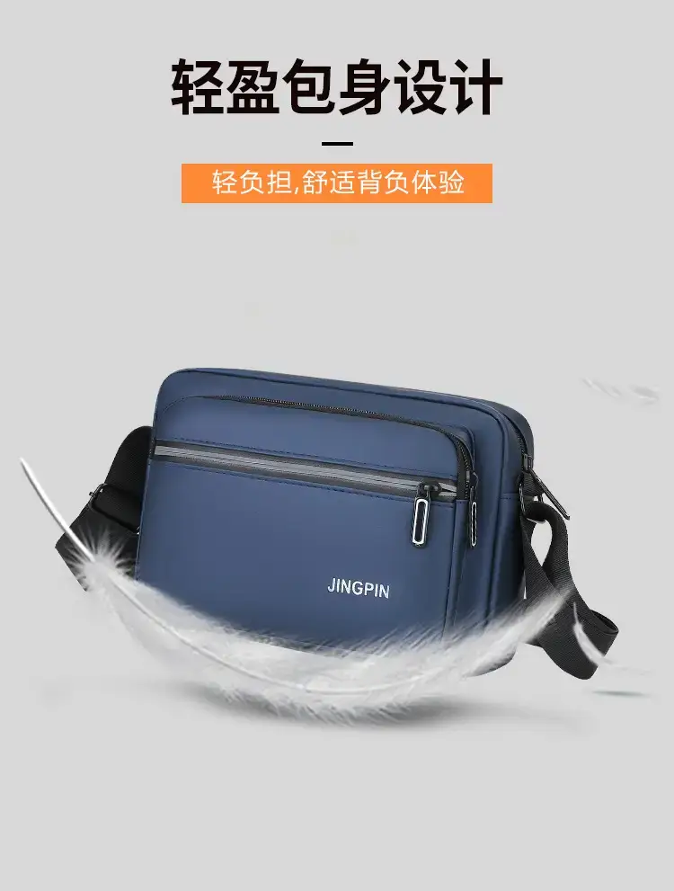 Men Blue Nylon Crossbody Bag Small Business Commuter — feature 2
