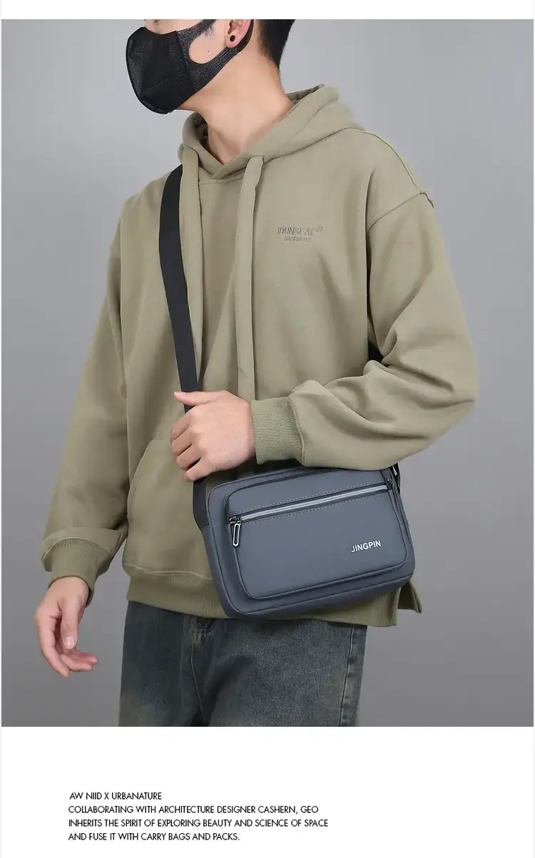 Men Blue Nylon Crossbody Bag Small Business Commuter — feature 6