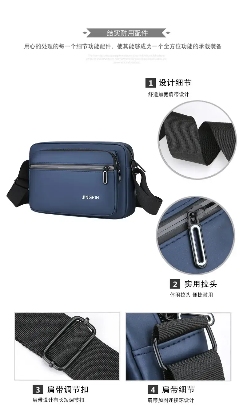 Men Blue Nylon Crossbody Bag Small Business Commuter — feature 7