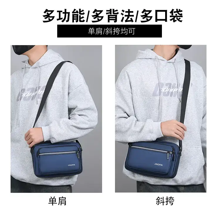 Men Blue Nylon Crossbody Bag Small Business Commuter — feature 8