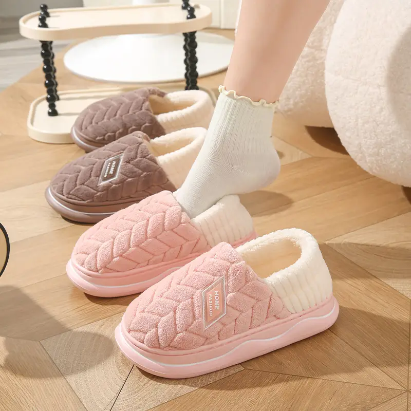 Cixi Cotton Slippers Women's Thick Sole Winter Home Spring and Autumn Indoor Non-slip Warm Moon Shoes Home Couple Men's - Image 35