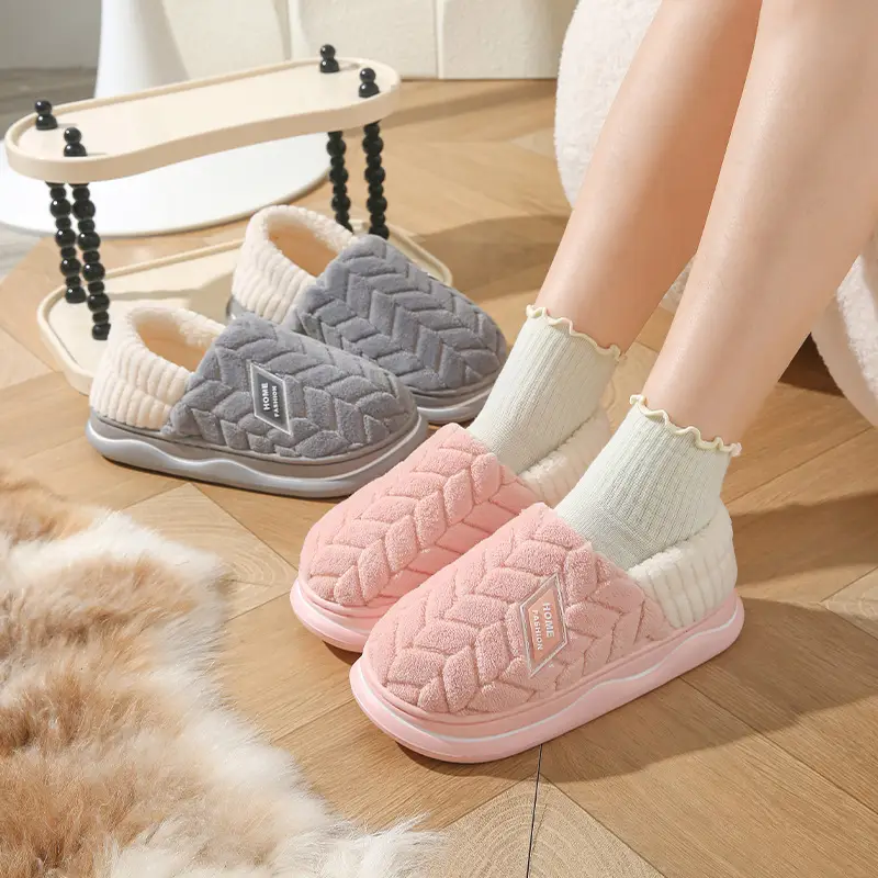 Cixi Cotton Slippers Women's Thick Sole Winter Home Spring and Autumn Indoor Non-slip Warm Moon Shoes Home Couple Men's - Image 36