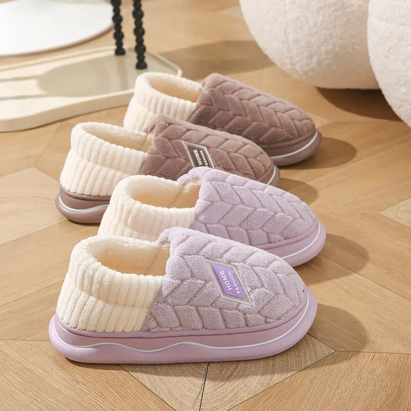 Cixi Cotton Slippers Women's Thick Sole Winter Home Spring and Autumn Indoor Non-slip Warm Moon Shoes Home Couple Men's - Image 37