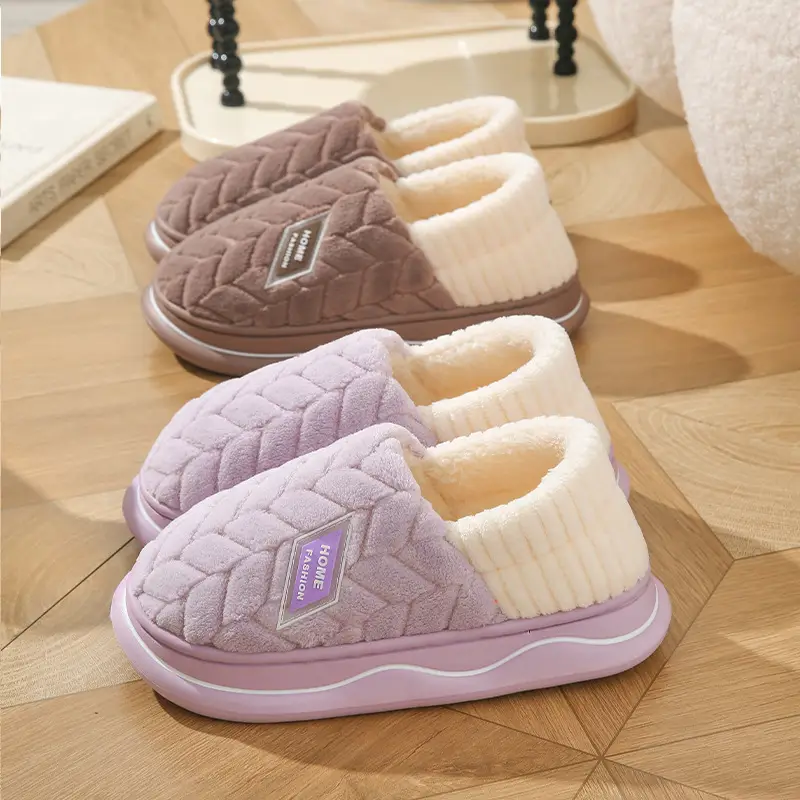 Cixi Cotton Slippers Women's Thick Sole Winter Home Spring and Autumn Indoor Non-slip Warm Moon Shoes Home Couple Men's - Image 38