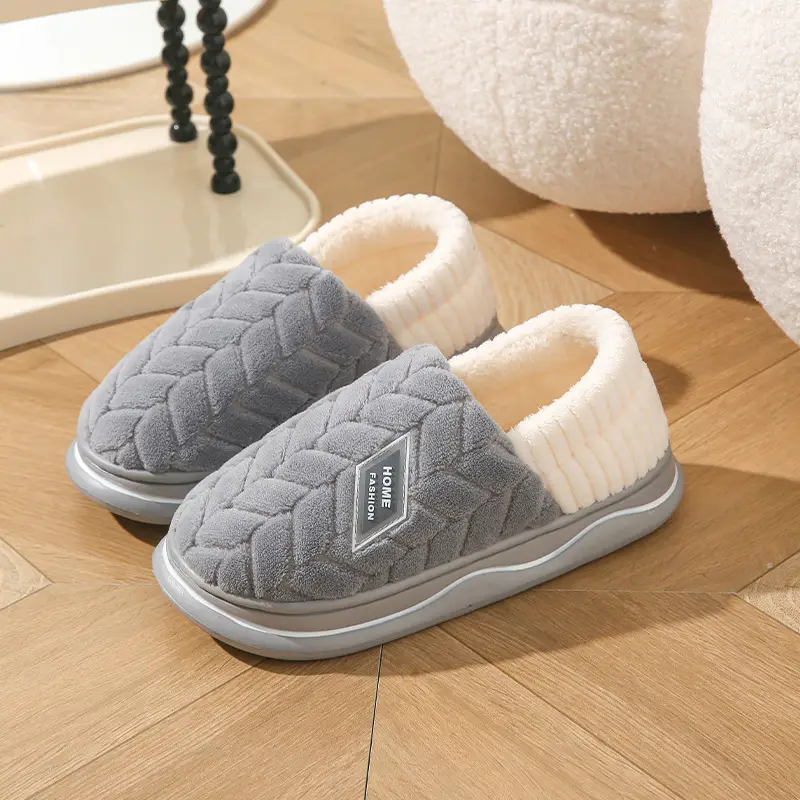 Cixi Cotton Slippers Women's Thick Sole Winter Home Spring and Autumn Indoor Non-slip Warm Moon Shoes Home Couple Men's - Image 4